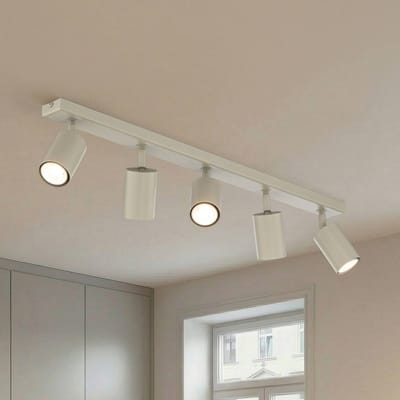 SIGMA Plafondspot Zoom, 5-lamps, grijs-beige, staal, GU10