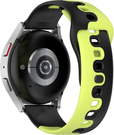 Siliconen bandje - geschikt voor Huawei Watch GT Runner 2 / GT 2(e) 46 mm / GT 3 / 4 / 5 (Pro) 46 mm / Watch 3 (Pro) / Watch 4 (Pro) / GT 6 (PRO) 46mm - zwart-limoengroen