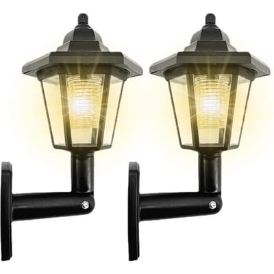 2 stuks Zonne-LED Wandlamp Buiten Zonne-lamp Aangedreven door Zonlicht Wandlamp Waterdicht Bewegingssensor Straatlantaarn Tuindecoratie Zeshoekige Paleislamp 2PCS