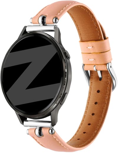 Bandz Leren 'D-Type' bandje geschikt voor Samsung Galaxy Watch 7 (40/44mm) / Galaxy Watch 6 (Classic) / Galaxy Watch 5 (Pro) / Galaxy Watch 4 / Watch 3 / Watch FE / Polar Ignite 3-2 / Pacer / Unite / Huawei GT3 - GT2 / Amazfit GTS 4-3-2 (Roze)