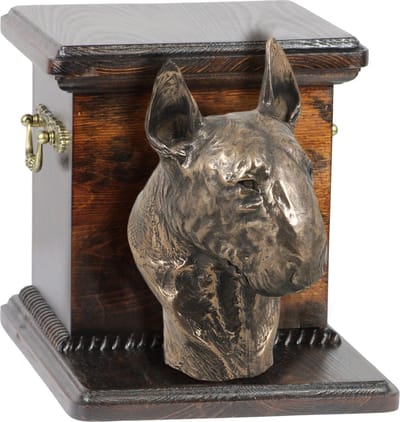 Elegante urn hond voor Bull Terrier met hondenbuste - unieke hondenurn
