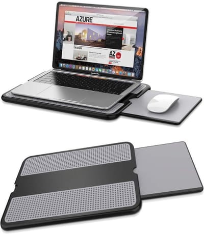 Famanu - Draagbare laptopstandaard met uitschuifbare muismat – antislip werkblad – geschikt voor bed en bank