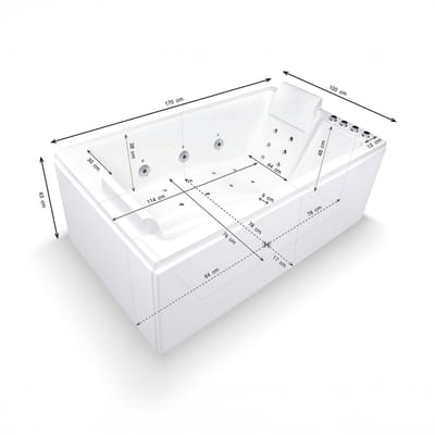 SPALINA - Whirlpool bad - Cetana duo Wave, 170 x100 x63 cm, Wit