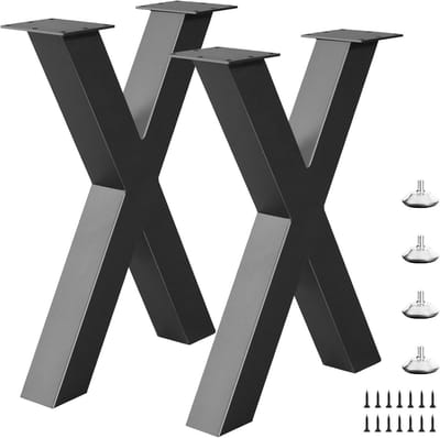 Set van 2 X-vormige Metalen Tafelpoten 40 cm Hoog voor Bank of Bureau