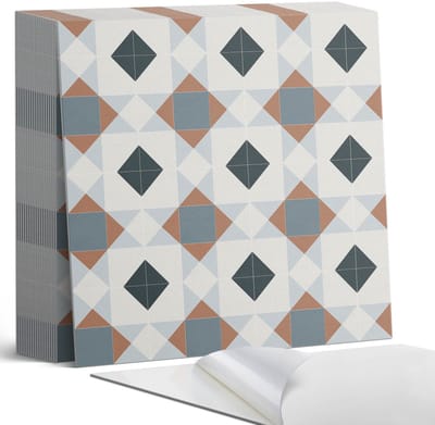 Coloray Plaktegels - Geometrisch tegelpatroon Zelfklevende Tegels - 20 cm x 20 cm - Grijs Plaktegels - 20 stuks - Vierkant PVC Tegels - Plaktegels Badkamer - Plaktegels Vloer - Vinyltegels Vloer Zelfklevend - Wandtegel Zelfklevend
