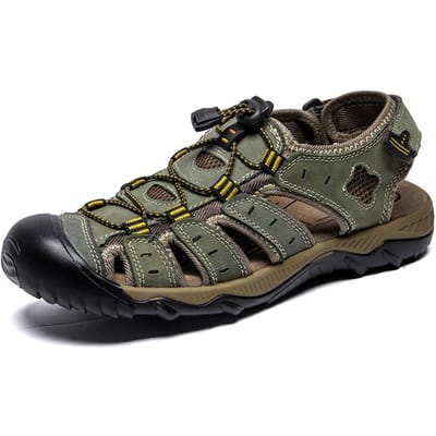 Sandales Homme Été Cuir Véritable Bout Fermé Sandales Décontractées Respirantes Extérieur Chaussures Romaines Livraison Gratuite Expédition Chaussures Homme Claquettes 41 vert