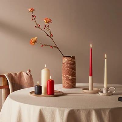 Decoratieve stompkaarsen 20x7 cm - 6 stuks, ongeparfumeerd, brandduur 75 uur, veganistisch, zonder palmolie