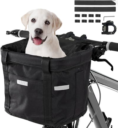 Fietsmand Voor Stuur - 34 x 24 x 30 - Opvouwbaar Waterdicht - Hond Kat Picknick - Zwart