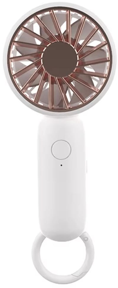 Zirkle Draagbare USB Ventilator – Oplaadbare Mini Handventilator met Karabijnhaak – Compacte Bureauventilator voor Kantoor, Reizen, Festival & Onderweg – Wit