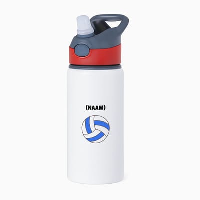Hacebo® - Volleybal met eigen naam waterfles met rietje rood - Volleybal - Volleybalster - Sport - water fles - 650ML