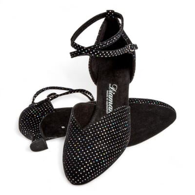 Diamant Gesloten neus dansschoenen 105 - 068 - 155 - Zwart Hologramprint - Hak 5cm - Hologramprint - Flexibele suede zool - Gemakkelijke druksluiting - Zacht voetbed - Stijldansen, Ballroom, Tango, Social - Diamant - Zwart - 39.5