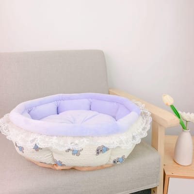 Pastorale Stijl Herfst en Winter Huisdiernest Kant Kattennest Huisdierbed Hond Sofa Nest Kleine Hond Teddy Pomeriaan Huisdiernest 48CM white