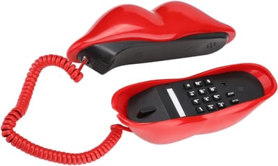 Huistelefoon Lipvorm - Vaste telefoon - Vlotte communicatie - Stijlvol design - 22 x 13 x 8 cm - Rood