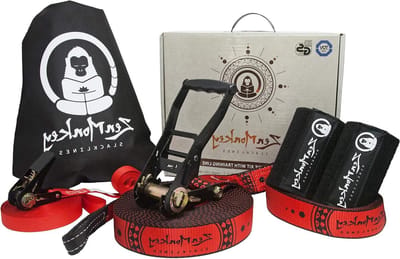 Slackline Kit - Balanslijn Wand - Outdoor Balanceren - Inclusief Trainingslijn - 18 meter - Rood