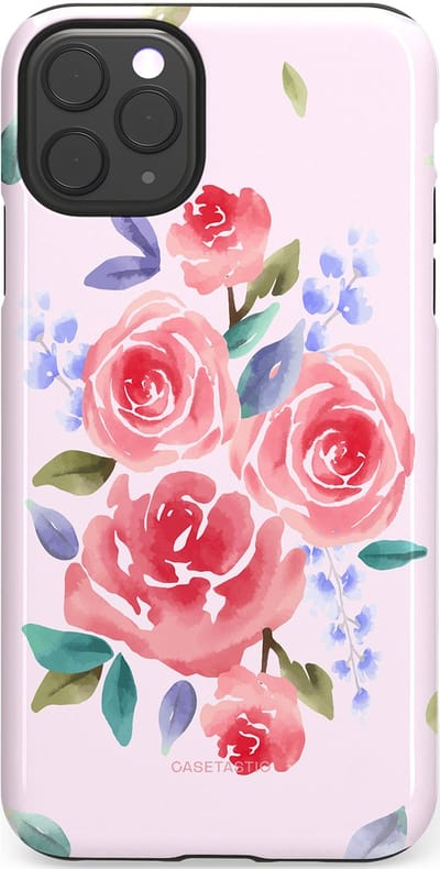 Casetastic hoesje geschikt voor Apple iPhone 11 Pro Max - Dubbellaagse bescherming - Aquarel pracht - Fashion Case - Lichtroze Lavendel