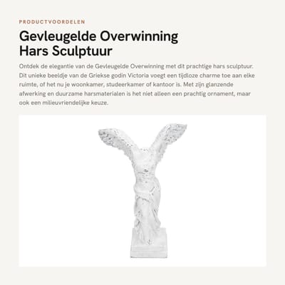 Dailygoods- Standbeeld Gevleugelde Overwinning - Hars Sculptuur - Decoratie Beeld - Antislip Onderkant - Duurzaam Ornament - Uniek Karakter - Decoratiebeeld