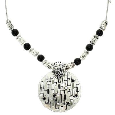 Behave - Ketting met ronde hanger, zilverkleur, nikkelvrij - Trendy modeaccessoire - 40 cm + 8,5 cm verlengketting