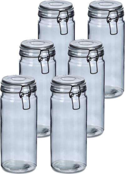 Zeller Weckpotten/inmaakpotten - 10x - 1L - glas - met beugelsluiting - D10 x H20 cm