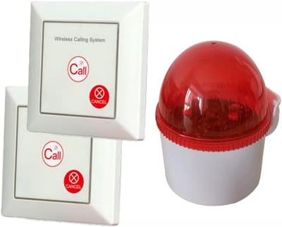Zorgverlener Pager Alarm - SOS Knop - Veiligheid Thuis - Draadloos Geluid Licht - 2 Zenders 1 Ontvanger - Zoals Afgebeeld