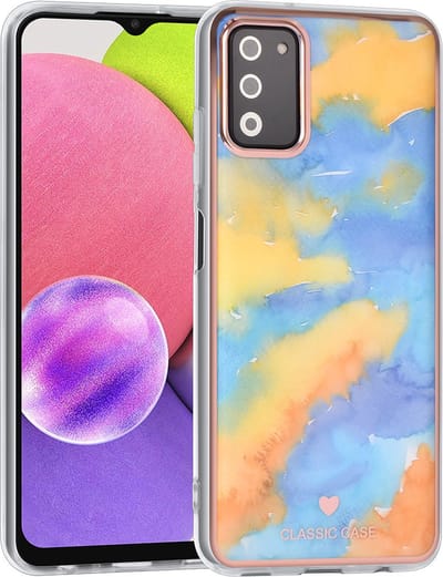 UNIQ Classic Case Samsung Galaxy A03s TPU Backcover hoesje - Marble Yellow