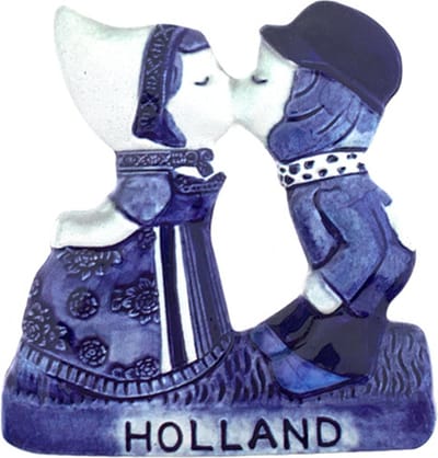 Magneet - Kussend Paartje - Delfts blauw - Souvenir Gift