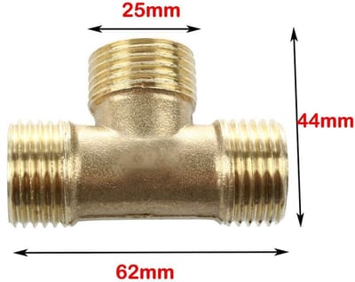 Dailygoods- Slangconnector T-stuk - Mannelijke Draad - Messing - Duurzaam - 3/4" - Eenvoudig te Installeren - Gouden Kleur