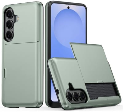 Hoesje met Kaarthouder Slider Geschikt voor Samsung Galaxy A57 | Back Cover Pasjeshouder Achterkant | Kaarthouder voor Twee Pasjes | Groen
