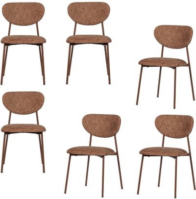 WOOOD Valor Eetkamerstoelen - Polyester - Bruin - Set van 6