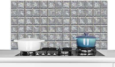 Spatscherm keuken 120x60 cm - Kookplaat achterwand Tegels - Metaal - Patronen - Muurbeschermer - Spatwand fornuis - Hoogwaardig aluminium