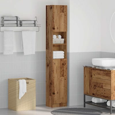 vidaXL - Badkamerkast - 32x25,5x190 - cm - bewerkt - hout - oud - houtkleurig