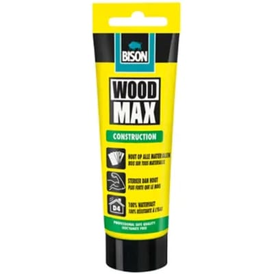 Bison Wood Max® tube 100 g, snel, voor alle houtsoorten, D4, hoge aanvangshechting, eenvoudig in gebruik, hecht hout aan bijna alle soorten ondergronden