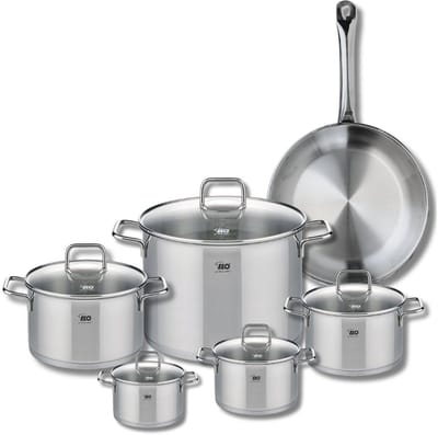 Set van 1 Koekenpan 28 cm en 5 kookpotten 12, 14, 16, 20 en 26 cm Elo Profi Citrin
