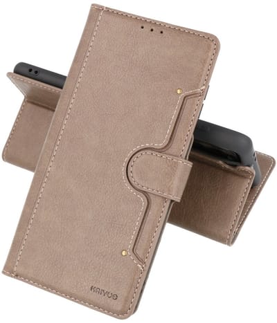 KAIYUE - Luxe Portemonnee Hoesje - Pasjeshouder Telefoonhoesje - Wallet Case - Geschikt voor Samsung Galaxy S21 - Grijs