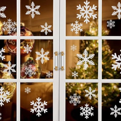Dailygoods- Raamstickers Sneeuwvlokken - 90 Stuks - Decoratieve Stickers - Kerststickers - Elektrostatische Folie - Herbruikbaar - Decoratiestickers