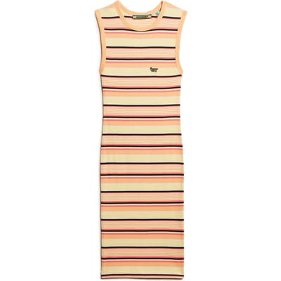 Superdry - Geribde, aansluitende midi-jurk - Dames - Jurken