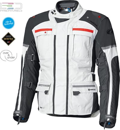 Held Carese Evo GTX Lichtgrijs Rood Textiele Motorjas - Jas