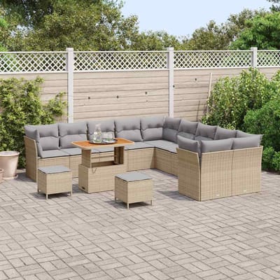 vidaXL - Tuinbank - Set - 13 - st - 12-Aantal - zitplaatsen - Beige - en - Lichtgrijs