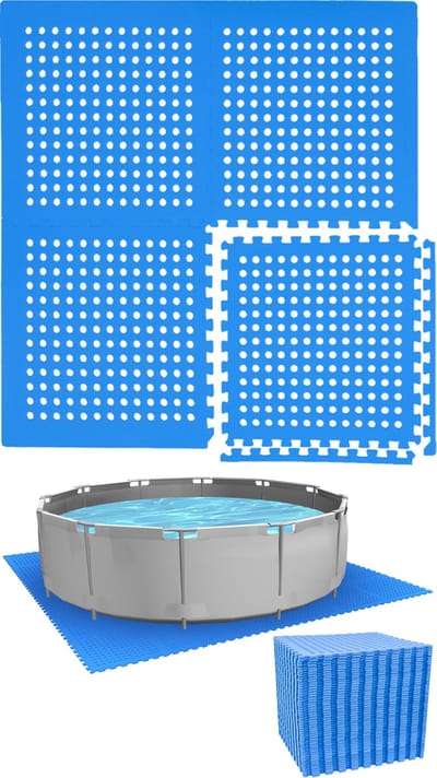 52 Grote Matten - Ondervloer voor Zwembad van 366 cm - 62x62 Poolmat met Rand Zwembadonderlaag