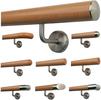 Houten Trapleuning - Leuning Hout Trap Handvat - Veilig Traplopen - Massief Beuken Hout - 180 cm - Natuurlijk