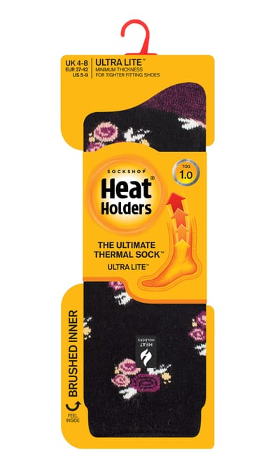 Heat Holders Dames Ultra Lite thermo geklede sokken - Zwart (Murcia)