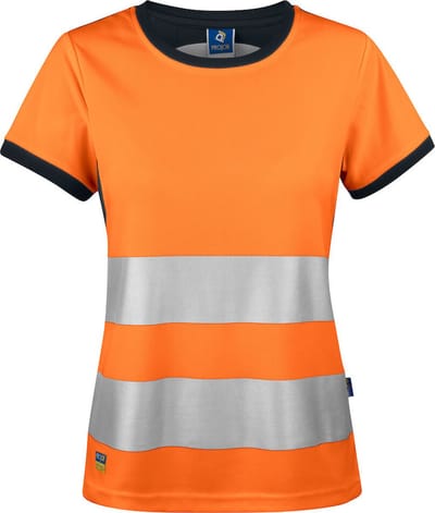 ProJob 6012 SIGNALISATIE T-SHIRT EN ISO 20471 KLASSE 2 DAMES 646012 - Oranje/Zwart - XS