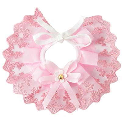 Bavoir pour animal de compagnie Garniture en dentelle lavable Sangle réglable Écharpe pour animal de compagnie mignonne et exquise pour chien chat Rose M(27.5cm / M(27.5cm / 10.8in)