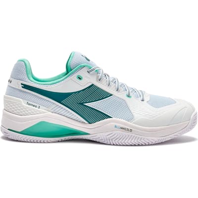 Diadora Blushield Torneo 3 Tennisschoenen Heren-wit, petrolblauw