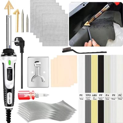 YAGXIG Autobumperreparatie - 100W kunststof soldeerbout - Inclusief soldeerpunt en 56 soldeerstaven - Soldeerbout met drie snelheden en temperatuurregeling - Professioneel reparatiegereedschap voor autobumpers, dashboards en kajakoppervlakken.