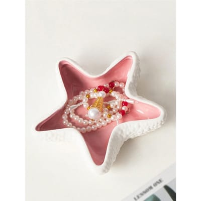 Ster Sieradenschaal Keramisch Eenvoudig Sieraden Snacks Kleine Items Opbergbak Tafel Gast Bureau Praktisch Huisdecor beige