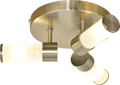 Olucia - CALLUM - Badkamer Plafondlamp - Nikkel / Wit - Geschikt voor Badkamer - Vorm: Rechthoek