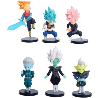 6 Stuks Anime Dragon Ball Super Future Vol.7 WCF Serie Model Goku Black Zamasu Vegetto Trunks Gowasu Grote Priester Speelgoedpop Figuur Premium Kwaliteit No box blue