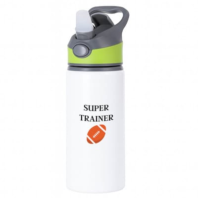 Hacebo® - Super trainer waterfles met rietje groen - Sport - coach - Rugby bal - Trainer - geschenk - verjaardag - love gift - water fles - 650ML