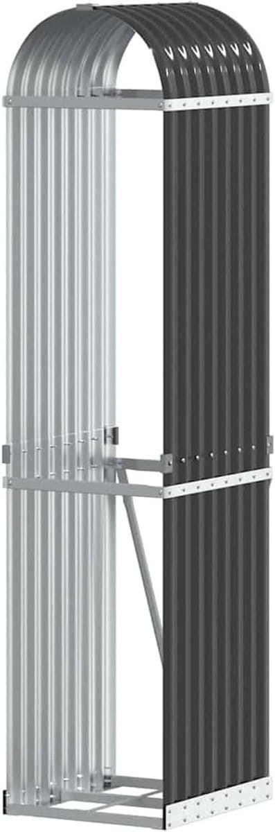 Houten mand - Brandhout opslag - Haardhout bewaren - Goede ventilatie - 40 x 45 x 170 cm - Antraciet
