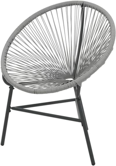 Tuin Maanstoel - Buiten Zetel - Ontspannen Buiten - Waterbestendig Polyrotan - 26 Inch Zithoogte - Grijs